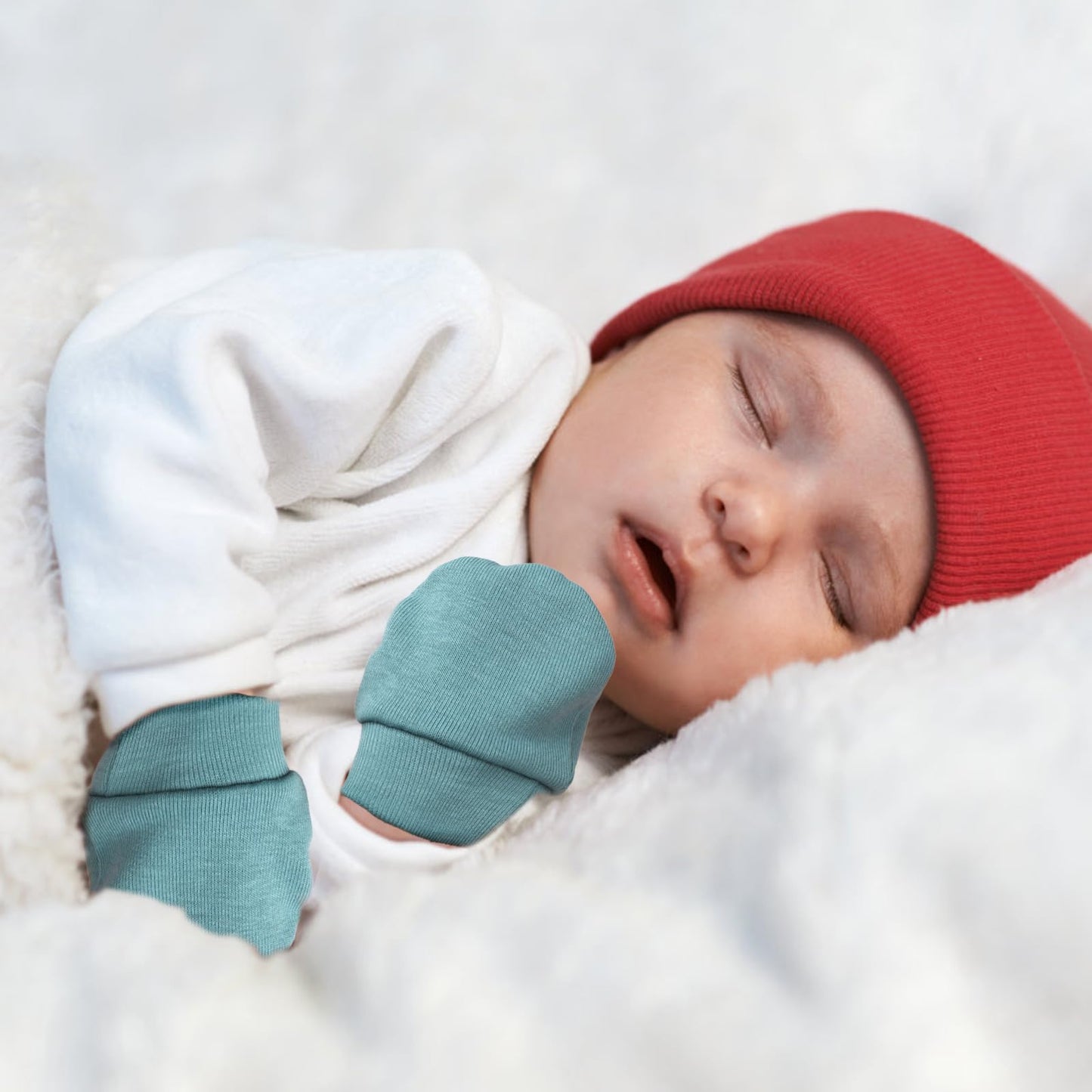 BQUBO Baby Fäustlinge Kratzschutz Handschuhe aus Baumwolle mit elastischem Bündchen Hypoallergen für Neugeborene und Babys von 0-6 Monaten Jungen und Mädchen