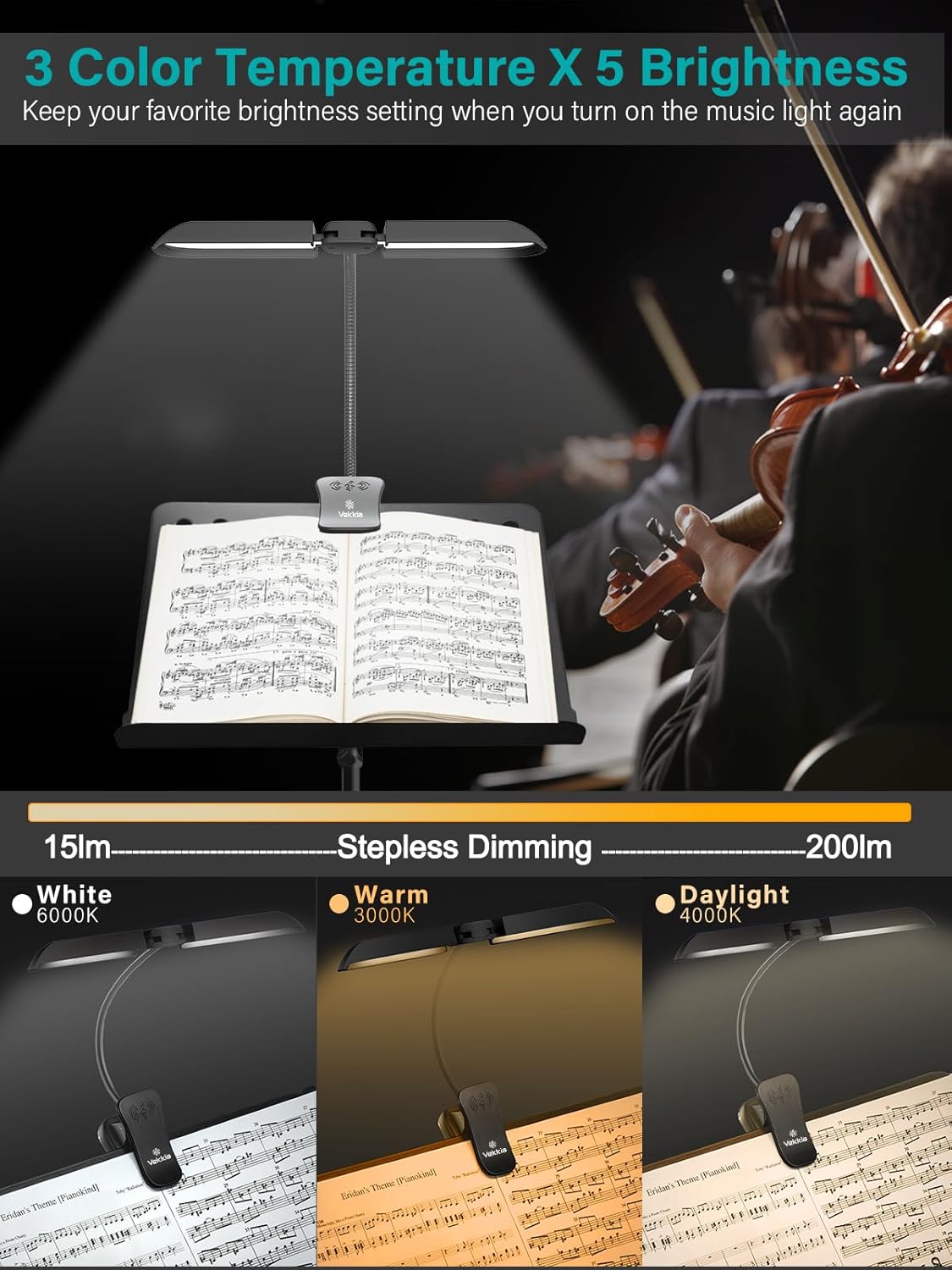 Vekkia 64 Led Rechargeable Music Stand Light