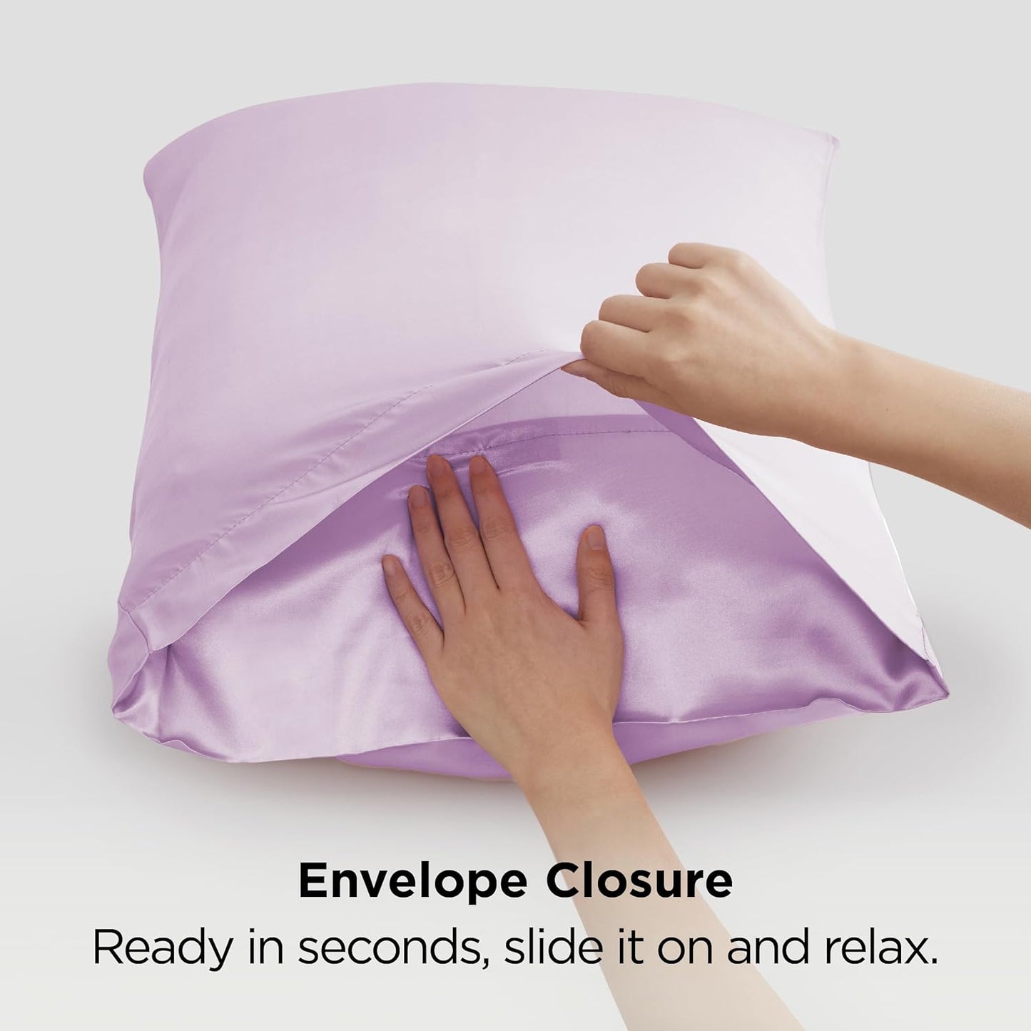 Bedsure Satin-Kissenbezug, Queen-Size, 2er-Pack, Seidenkissenbezügen ähnlich, seidige Kissenhüllen mit Hotelverschluss, Raumdeko, Valentinsgeschenke für Frauen und Männer, Grau, 50x75 cm