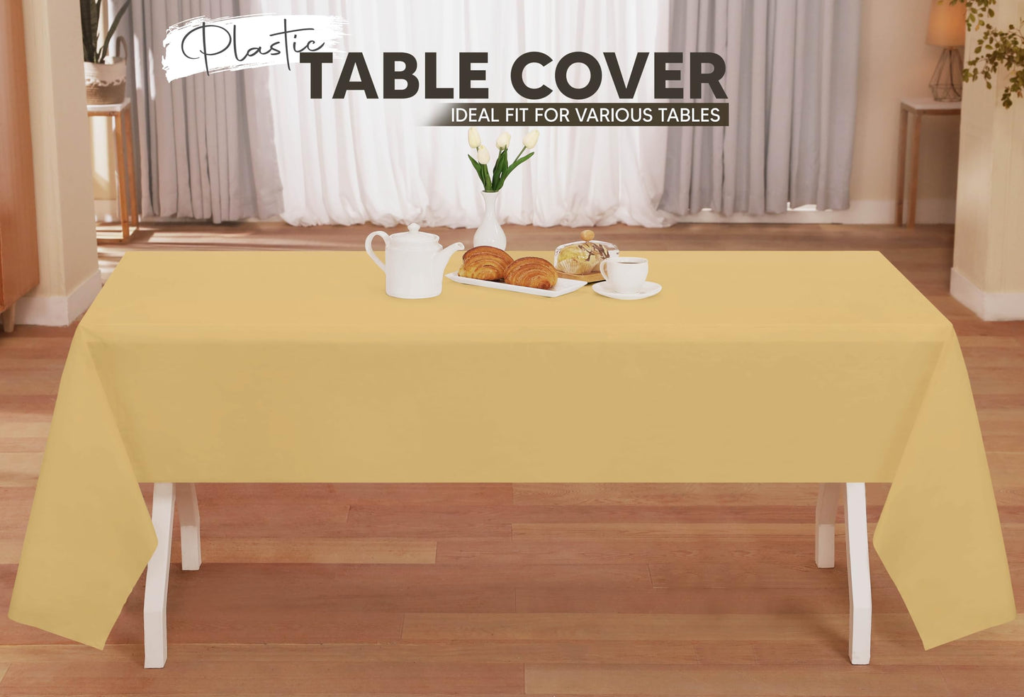 Utopia Kitchen Einweg-Tischdecke aus Kunststoff (12er Pack – 137x274 cm) Weiß Rechteckige Tischdecke Wasserdicht Schmutzabweisend Party-Tischdecke