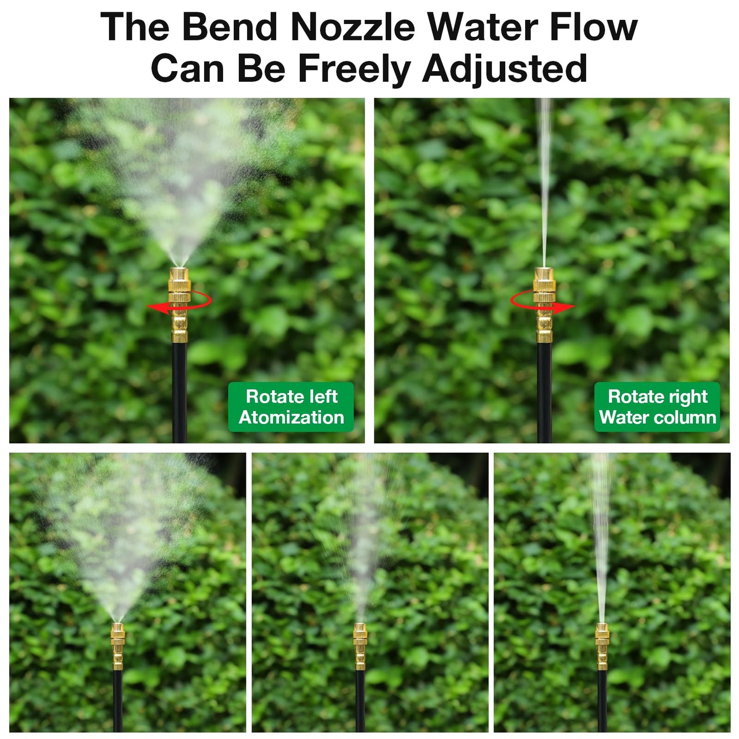MIXC 1/4" 100Ft Drip Irrigation System for Garden with 16pcs 360°Adjustable Brass Nozzles & Bendable Rod,Upgraded Watering System Kit for Outdoor Plants,Lawn,Raised Bed,Potted Plant,Yard,Greenhouse