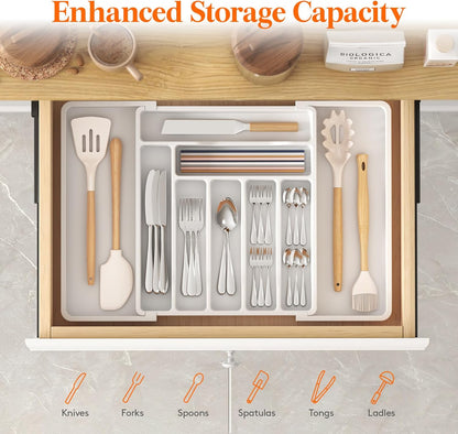 Lifewit Besteck Organizer, erweiterbarer Utensilien Organizer für die Küche, Utensilienhalter, verstellbarer Besteckkasten Schubladen Organizer für Löffel, Messer, Küchen Organizer und Aufbewahrung, Schwarz