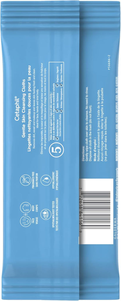 Cetaphil Sanfte Make-up Entferner-Tücher mit Aloe Vera, Kamille und Grünem Tee – Parfümfrei, Reizlindernd, Parabenfrei – Für alle Hauttypen, 25 Stück