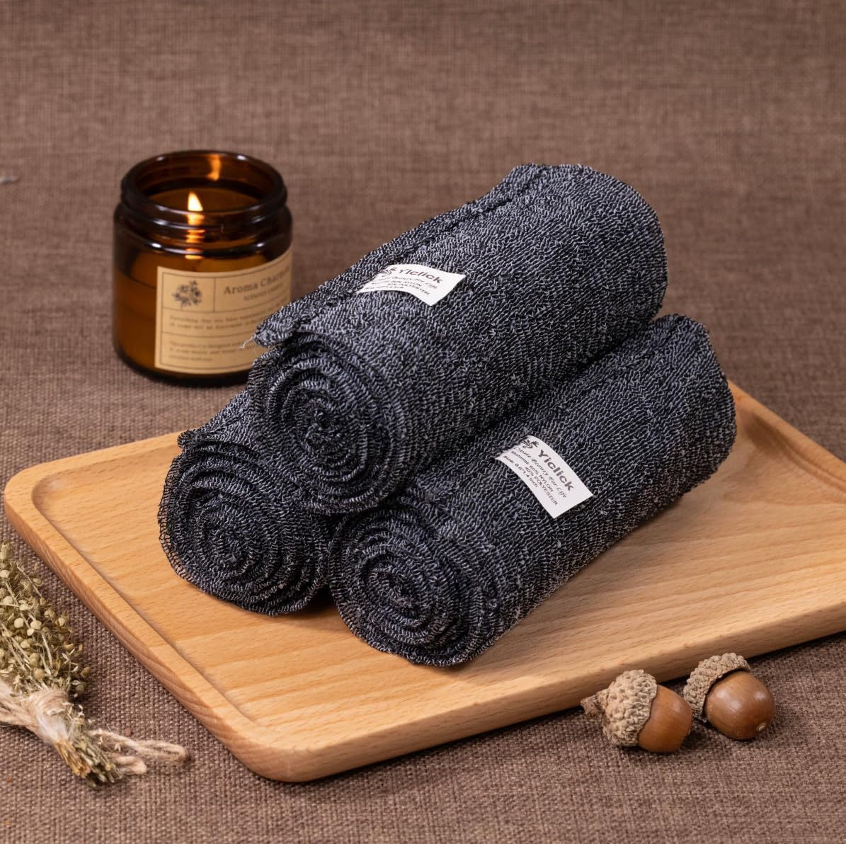 Yiclick Peeling-Waschlappen, Peeling-Körperbürste, Rückenbürste für Dusche und Bad, afrikanischer Netzschwamm Luffa-Körperpeeling, Peeling-Tuchbürstenhandschuhe für Frauen (Grau)