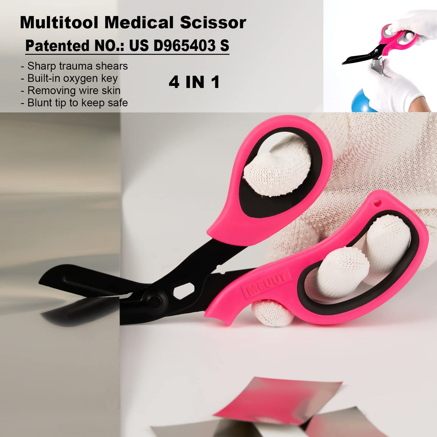 MEUUT 2 Pack Medical Scissors Trauma Shears for Left and Right Hand -Patented Bandage Scissors All Purpose with Non-Stick Blades, Surgical Grade Shears Stainless Steel EMT Scissors for Nurses EMT