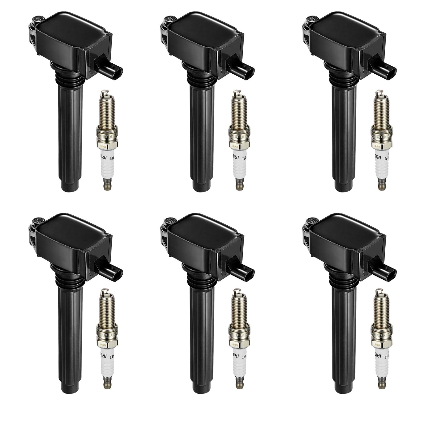 BDFHYK Ignition Coil Pack UF648 and Iridium Spark Plug 97390 Compatible with Jeep Grand Cherokee 2011-2015 Jeep Wrangler Dodge Charger Grand Caravan 2016 Chrysler 200 300 Jeep Coil Pack 3.6L Set of 6