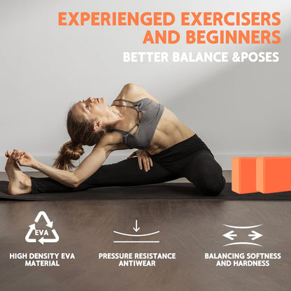 MBKHFLL (Lila-2er-Pack) Yoga-Block – Stützender latexfreier EVA-Schaumstoff – Weiche, rutschfeste Oberfläche mit abgeschrägten Kanten für Yoga, Pilates, Meditation – Yoga-Zubehör für Stabilität, Gleichgewicht, Vertiefung von Dehnungen
