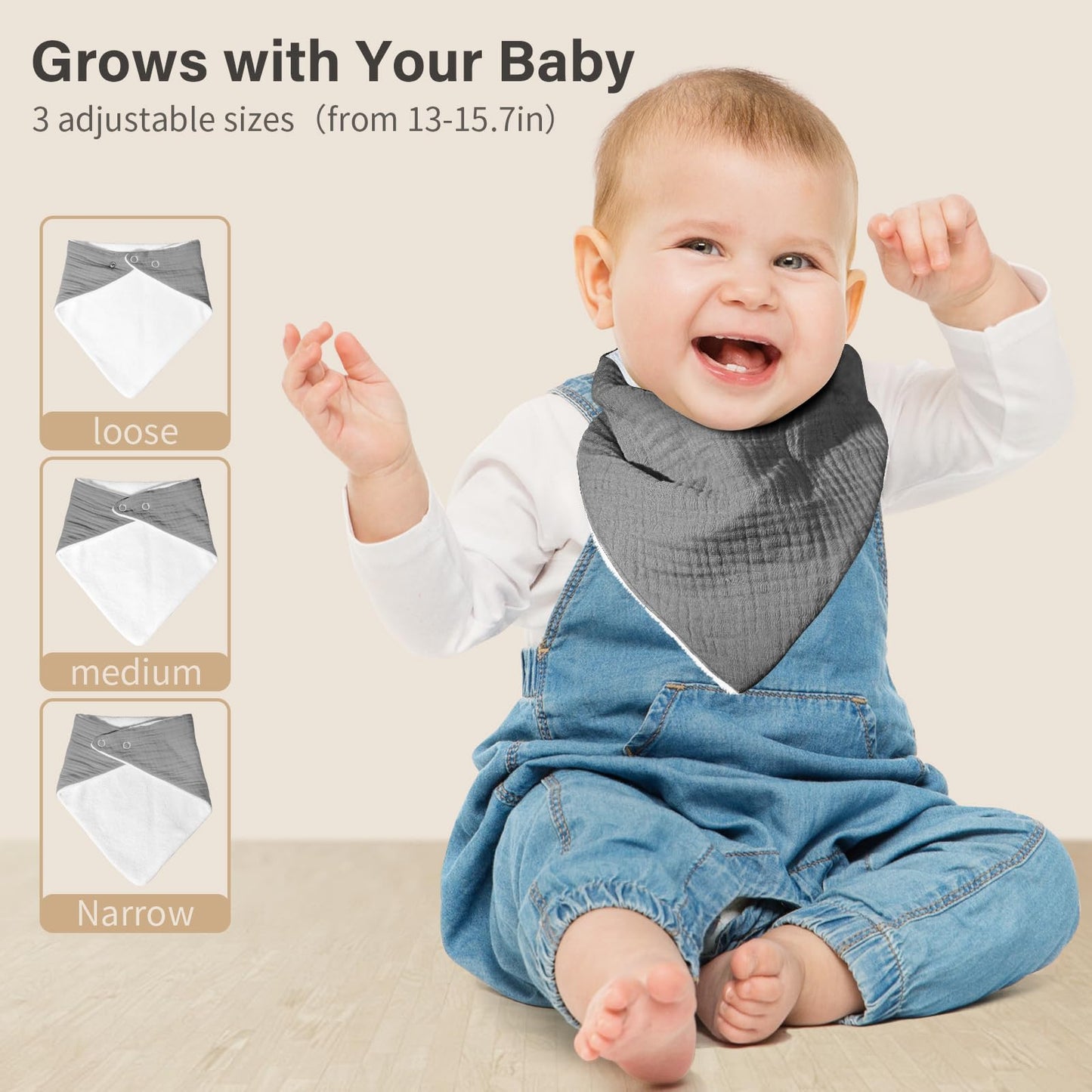 NISXABEBE Musselin-Baby-Lätzchen, 6er-Pack, Baby-Bandana-Spucktücher aus 100 % Baumwolle für Jungen und Mädchen, unifarbene Lätzchen für Spucken und Zahnen (Jungen)