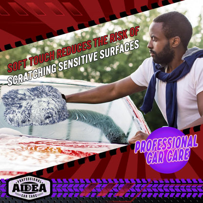 AIDEA Car Wash Mitt Microfiber, 2PK Scratch Free Lint-Free, Premium Chenille Microfiber Mitt Car Wash Brush, Green, Regular Size 7.12''X10.14''