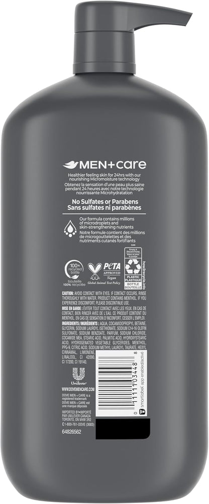 Dove Men+Care Erfrischendes Extra Frisch Körper- und Gesichtswaschmittel mit 24-Stunden nährender Mikromoleküle-Feuchtigkeitstechnologie Körperwaschmittel für Männer, 950 ml