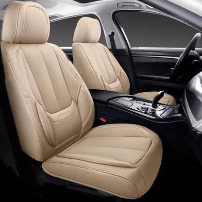 Coverado Car Seat Covers 5 Pieces, Full Set Universal Seat Covers for Cars, Waterproof Nappa Leather Auto Seat Protectors with Head Pillow, Car Interiors Fit for Most Sedans SUV Pick-up Truck, Black