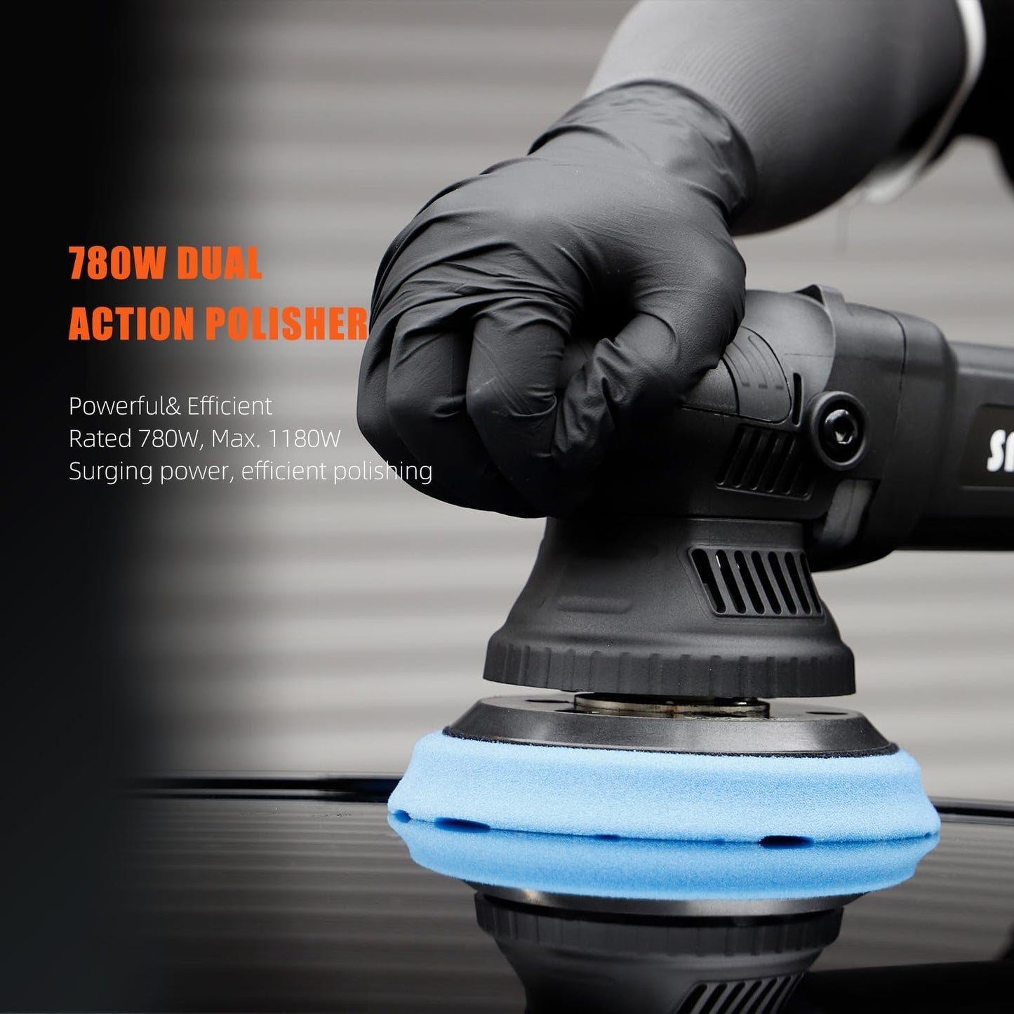 Buffer Polisher, SPTA 5-Inch 125mm Dual Action Random Orbital Car Polisher,Car Detailing Kit, 4Pcs 5inch & 4Pcs 6Inch Polishing Pad,Packing Bag for Car Polishing and Waxing--DAPSET-US