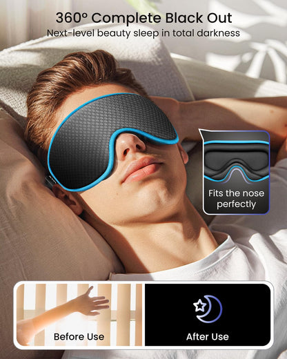 WAOAW Schlafmaske für Damen und Herren: Verdunkelungs-Augenmasken zum Schlafen – 3D atmungsaktive, weiche, bequeme Augenmaske für Reisen – verstellbare, lichtblockierende Nachtmasken zum Schlafen