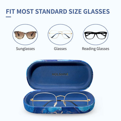 molshine Hartschalen-Leder-Sonnenbrillenetui, klassisches großes Brillenetui für Damen und Herren, Sonnenbrille (Schwarz)