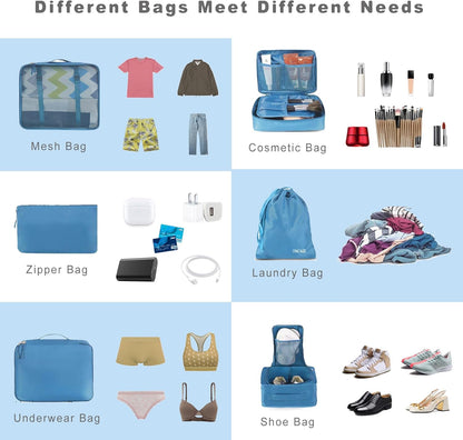 BAGAIL 8er Set Packwürfel Gepäckorganizer für Reisezubehör
