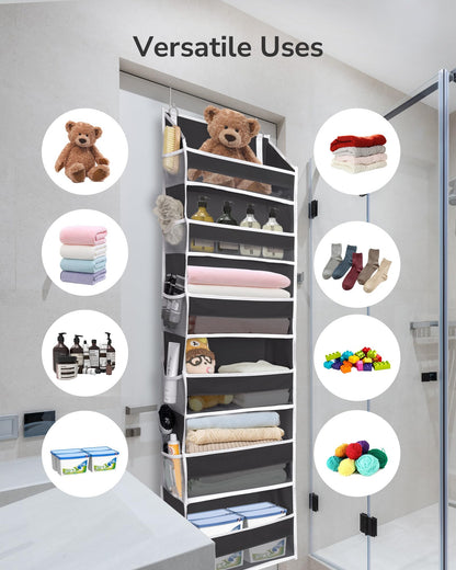 ULG Over The Door Organizer with 6 Large Pockets 12 Side Pockets, 50lbs Weight Capacity Door Hanging Organizer for Bedroom, Bathroom, Pantry, Nursery Storage, Beige