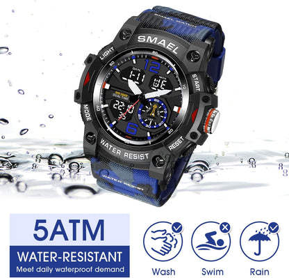 Herren Digitaluhr, Sportuhren für Männer Outdoor Militär Digital Analog Stoppuhr Wasserdicht Multifunktionale Armbanduhr