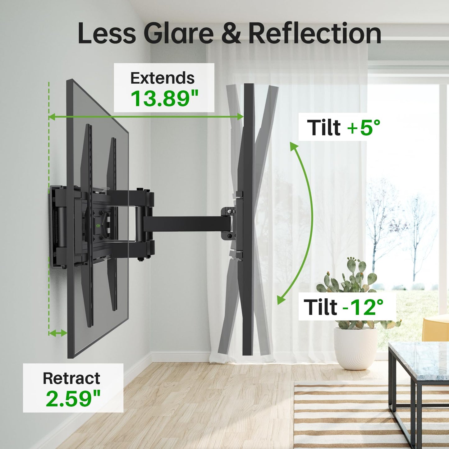 Full Motion TV Wall Mount for Most 37"-84" Flat Screen TV, Swivel or Tilt TV Wall Bracket with Dual Articulating Arms, for 12"-16" Wood Studs, Max VESA 600x400mm, Load 120 lbs by USX MOUNT