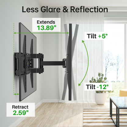 Full Motion TV Wall Mount for Most 37"-84" Flat Screen TV, Swivel or Tilt TV Wall Bracket with Dual Articulating Arms, for 12"-16" Wood Studs, Max VESA 600x400mm, Load 120 lbs by USX MOUNT