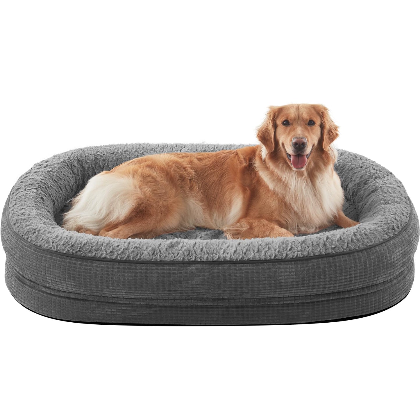 JOEJOY Orthopedic Dog Beds Large Sized Dog, XL Egg-Crate Memory Foam Pet Couch Bed with Bolster Sides, Waterproof Lining, Removable Washable Cover & Non-Slip Bottom, Brown