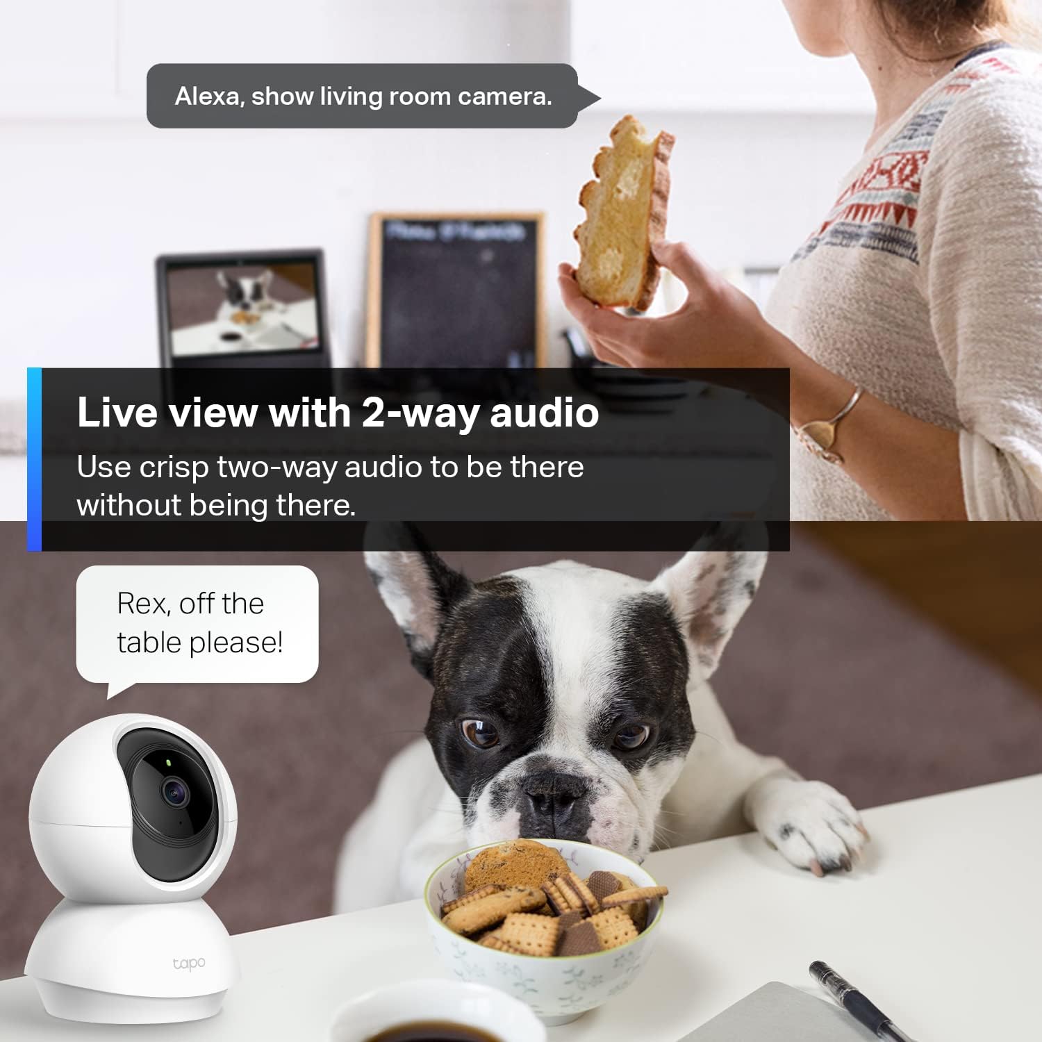 TP-Link Tapo 2K Pan/Tilt Indoor Security WiFi Camera, Baby & Pet Camera w/ 360° Motion Tracking, 2-Way Audio, Night Vision, Cloud & Local Storage (Up to 256 GB), Works w/Alexa & Google (Tapo C210)