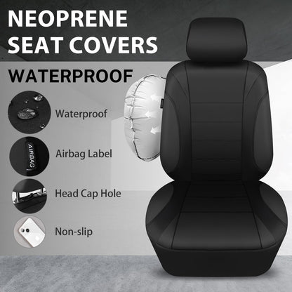 CAR Pass Neoprene Waterproof Two Front Car Seat Covers Set- Universal Fit for Vehicles, Airbag Compatiable(Black)
