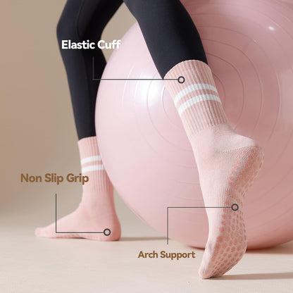 BONANGEL Pilates Socken mit Noppen für Damen, 3 Paar rutschfeste Yoga Ballett Barre Krankenhaus Sport Socken für Damen
