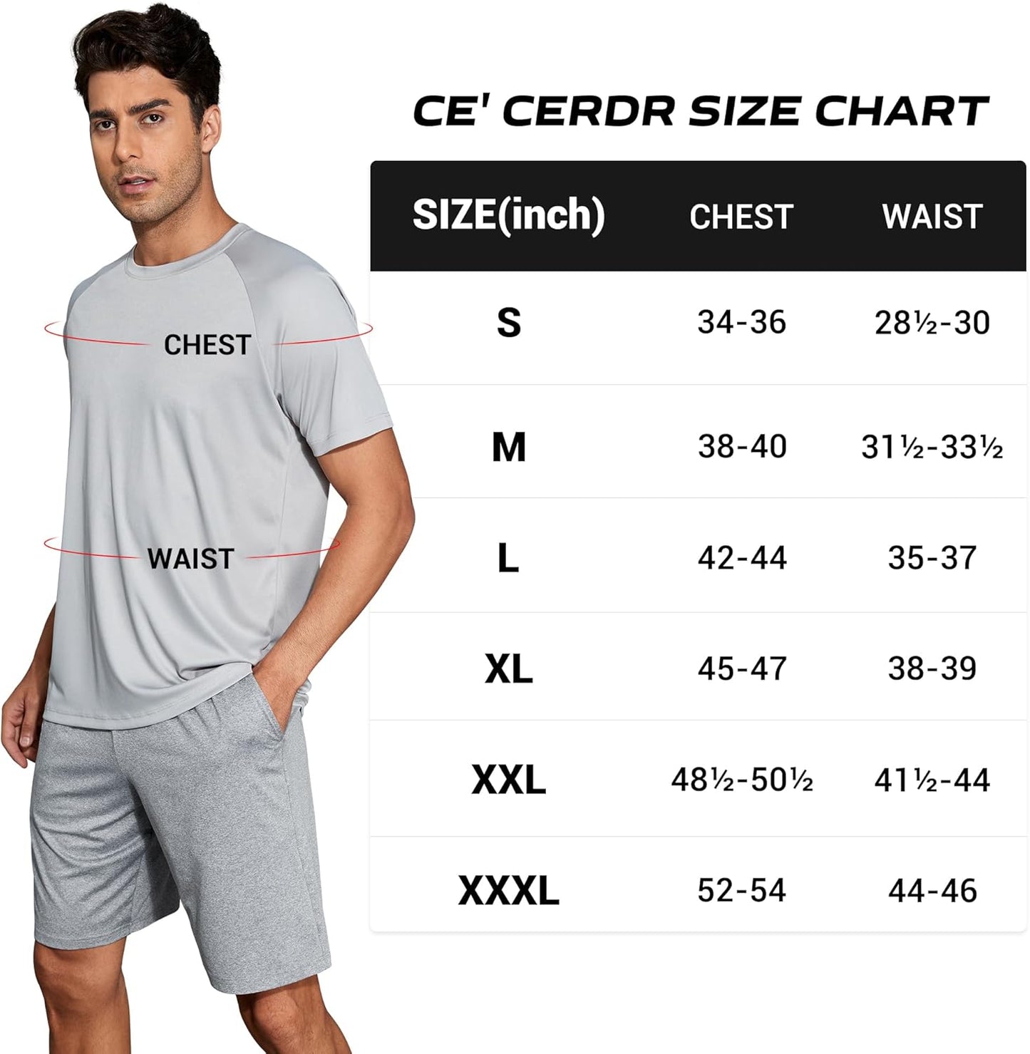 CE' CERDR Herren Kurzarm Gym T-Shirt Workout T-Shirt Schnelltrocknendes T-Shirt Performance Laufshirt Sport-Shirt
