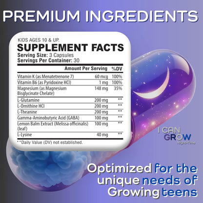 I Can Grow 6-Month Supply Bundle – 6x Day-Time + 6x Night-Time Growth Supplements for Kids 10+ & Teens | L-Arginine, Colostrum, Magnesium | Daily Height Support + Sleep Aid for Natural Growth | 12-Pac