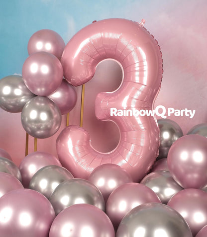RainbowQ Party 1 Ballon Nummer 40 Zoll für Jungen oder Mädchen Groß Rosa 0-9 Folien-Mylar Großer 1 Zahlenballon Alles Gute zum 1. Geburtstag Party Jubiläumsdekorationen Zubehör