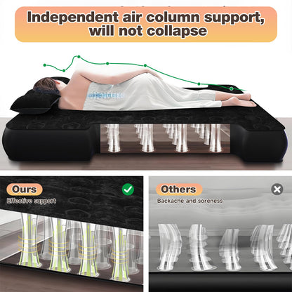 Umbrauto Car Air Mattress Backseat| Inflatable Truck Back Seat Camping Airbed for SUV Rear Seat, Blow Up Sleeping Travel Bed for Van Trunk with Pump & Pillows