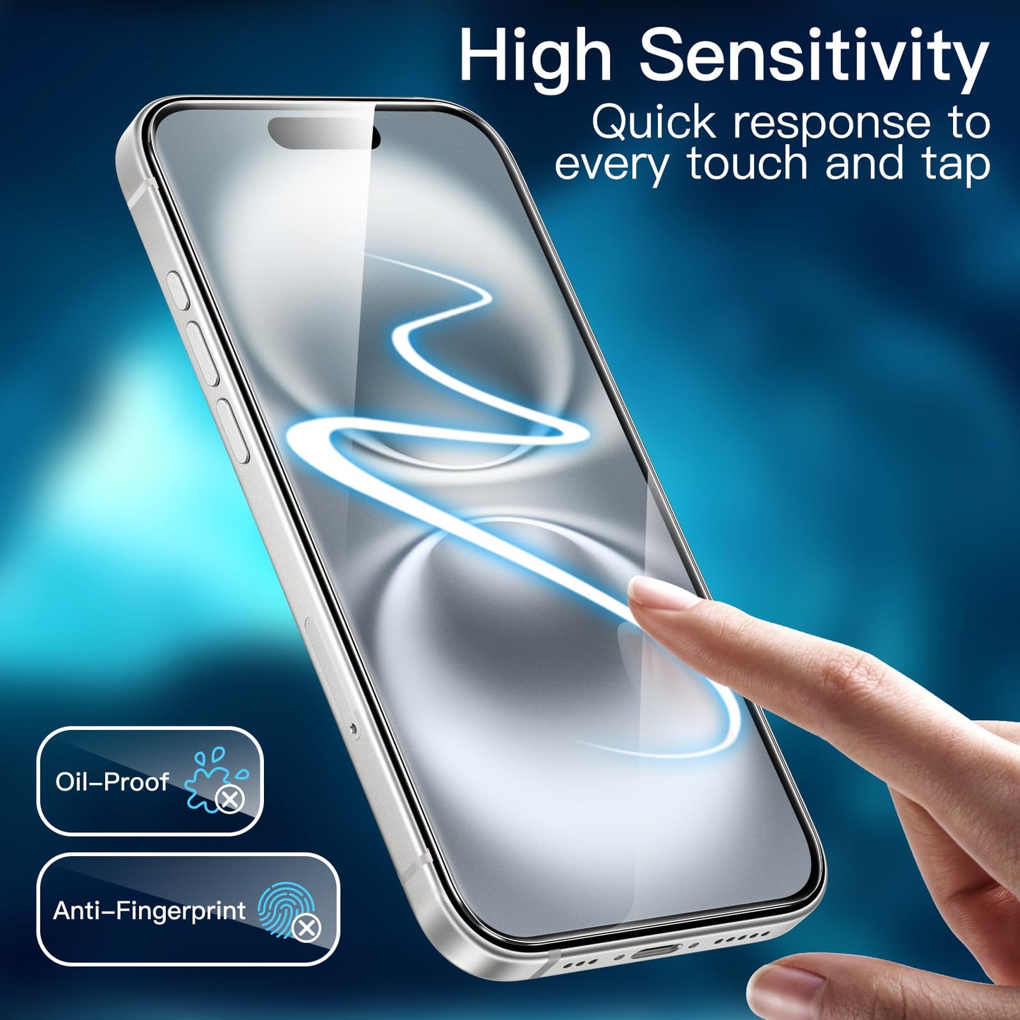 JETech Displayschutzfolie für iPhone 16 6,1 Zoll, gehärtetes Glas mit einfachem Installationstool, Case-Friendly, HD Klar, 3 Stück