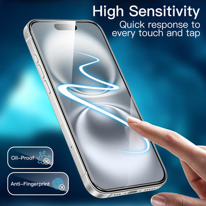 JETech Displayschutzfolie für iPhone 16 6,1 Zoll, gehärtetes Glas mit einfachem Installationstool, Case-Friendly, HD Klar, 3 Stück