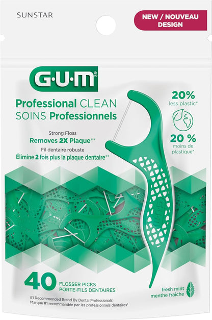 GUM Advanced Care Flosser Picks, angereichert mit Vitamin E & Fluorid, frischer Minzgeschmack, blau, 150 Flosser (1 Beutel)