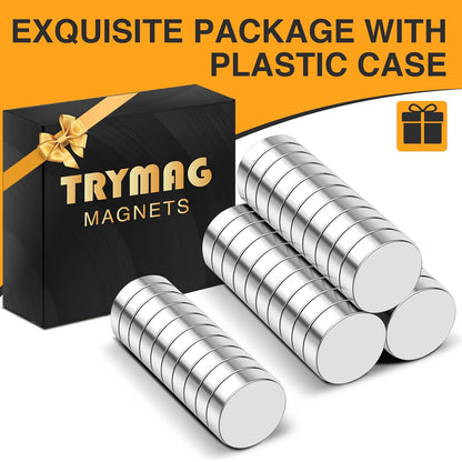 TRYMAG Klein 10x3mm 50 Stück Seltenerdmagnete, 50 Stück Winzige Runde Kühlschrankmagnete für Whiteboard, Kühlschrank, DIY, Küche, Büro