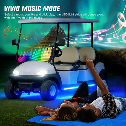 Nilight 6PCS Golf Cart Underbody Light Kit with Canopy Lights Dream Color Multi-Mode Neon Accent Lighting APP Remote Control Sound Active Music Sync IP67 Waterproof 12V-66V for EZGO Yamaha Club Car