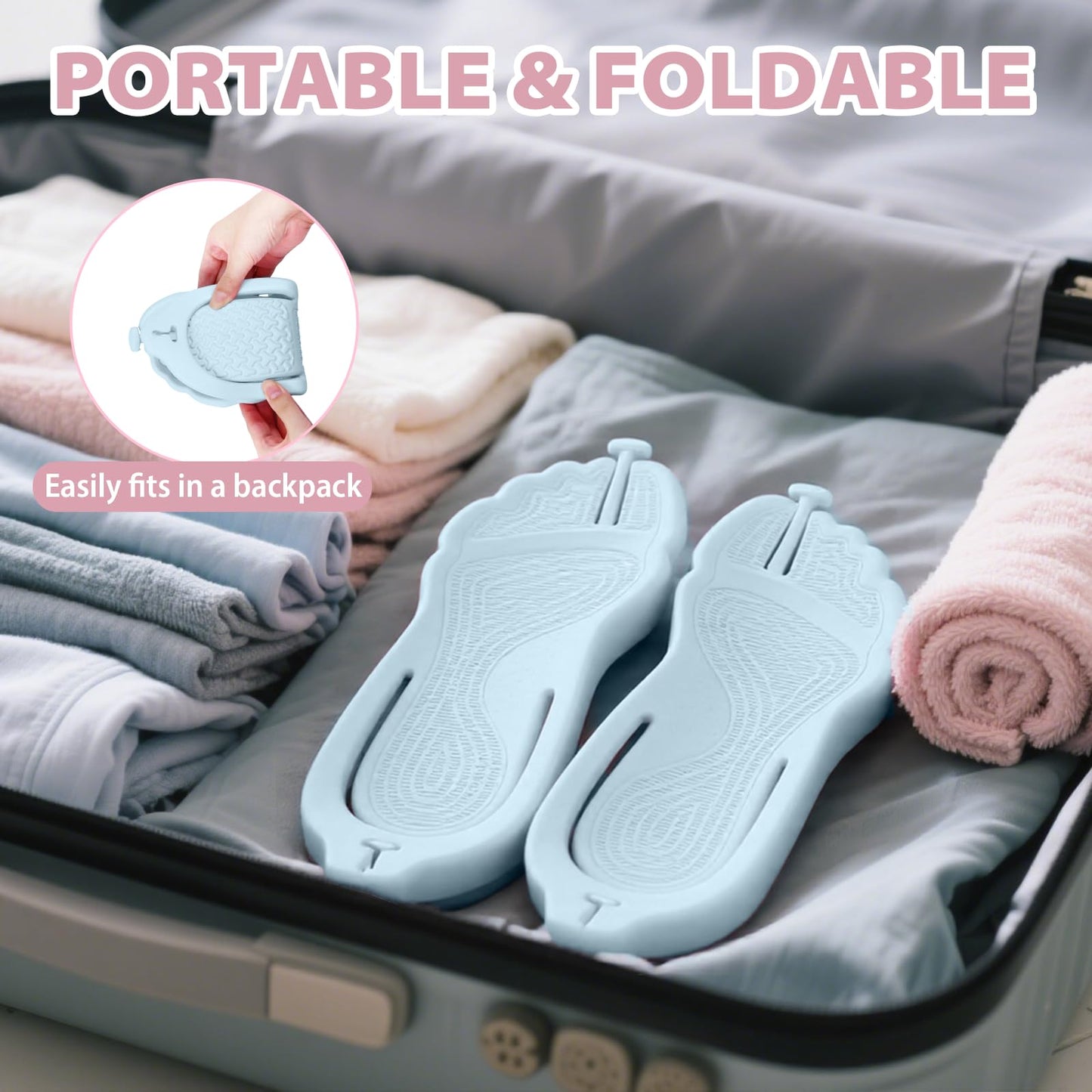 Rosoz Flip Flops for Women Men Foldable Travel Slippers Lightweight Shower Shoes Non-Slip Quick-Dry Bathroom Camp Beach Sandals