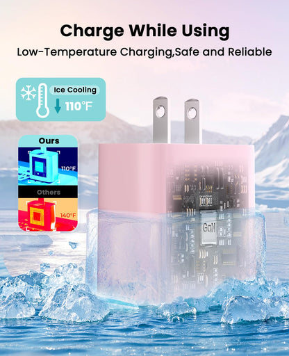 iPhone Ladegerät Schnelllade-2er-Pack Typ C Wandladegerät mit 2er-Pack [1,8 m & 3 m] langem USB C auf Lightning Kabel für iPhone 14/13/12/12 Pro Max/11/Xs Max/XR/X, AirPods Pro