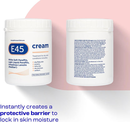 E45 - Dermatological Cream For Dry Skin Conditions ; Non Greasy Emollient ; Hypoallergenic ; 350g