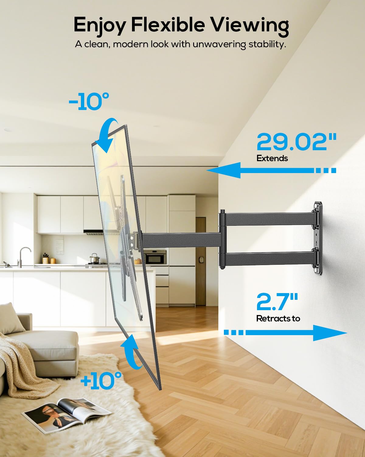 USX STAR Corner TV Wall Mount Long Arm TV Mount Bracket for 37-84 Inch TVs, Full Motion TVs Wall Mounts with 32” Articulating Arms Extension & Tilt & Swivel, Max VESA 600x400mm, Holds up to 100 lbs