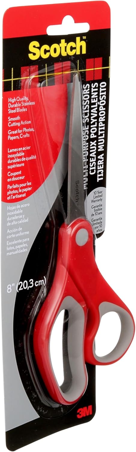 Scotch Schere, 20 cm Mehrzweckschere, Edelstahl, 1 Paar, Rot