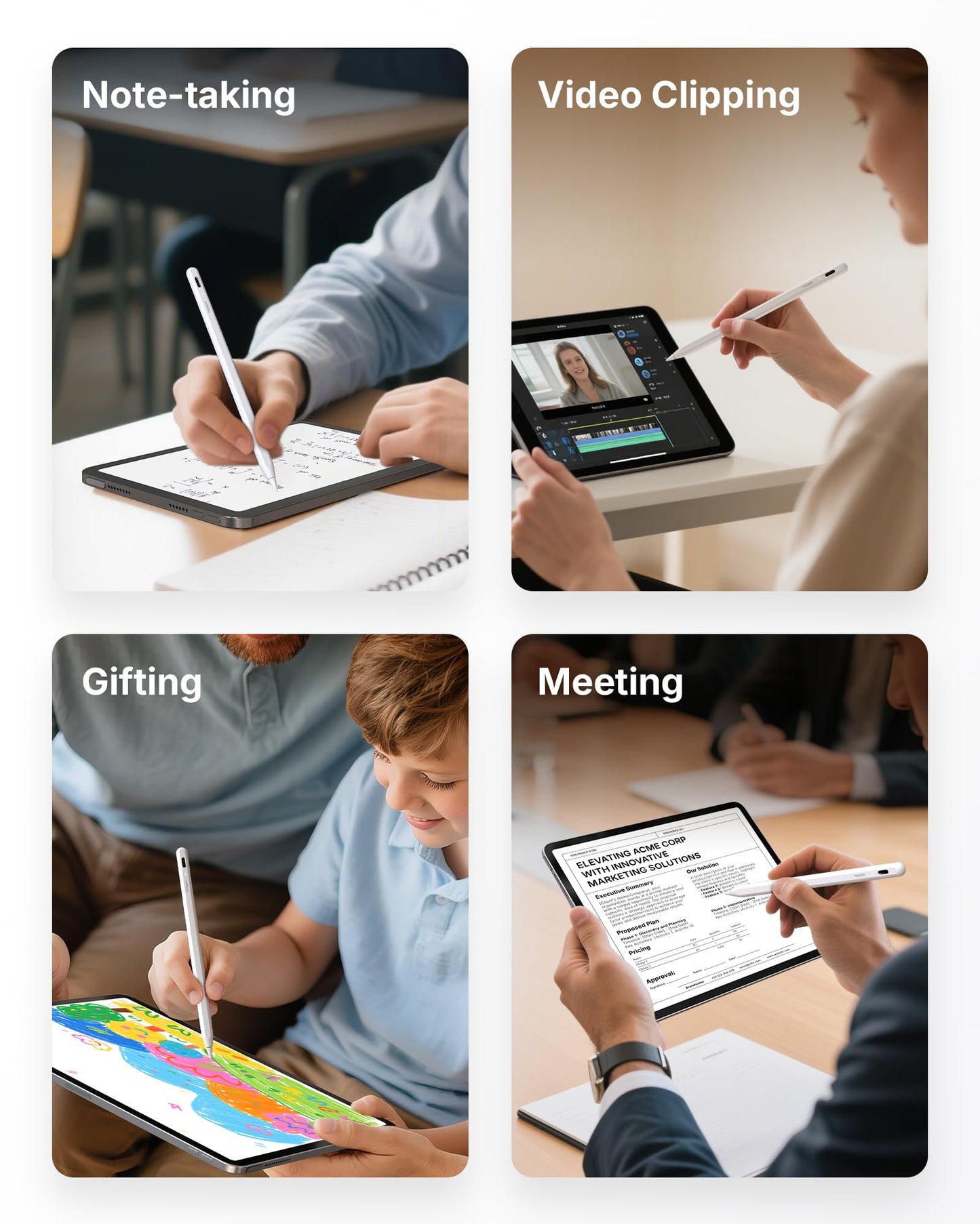 Metapen A8 iPad-Bleistift für Apple iPad 2018-2025, 4 Min. Schnellladung, magnetischer Stylus-Stift für iPad 11/10/9/8/7/6. Generation, iPad-Zubehör für Pro 12.9/11/13-Zoll M4, Air 3/4/5/M2/M3, Mini 5/6. Generation