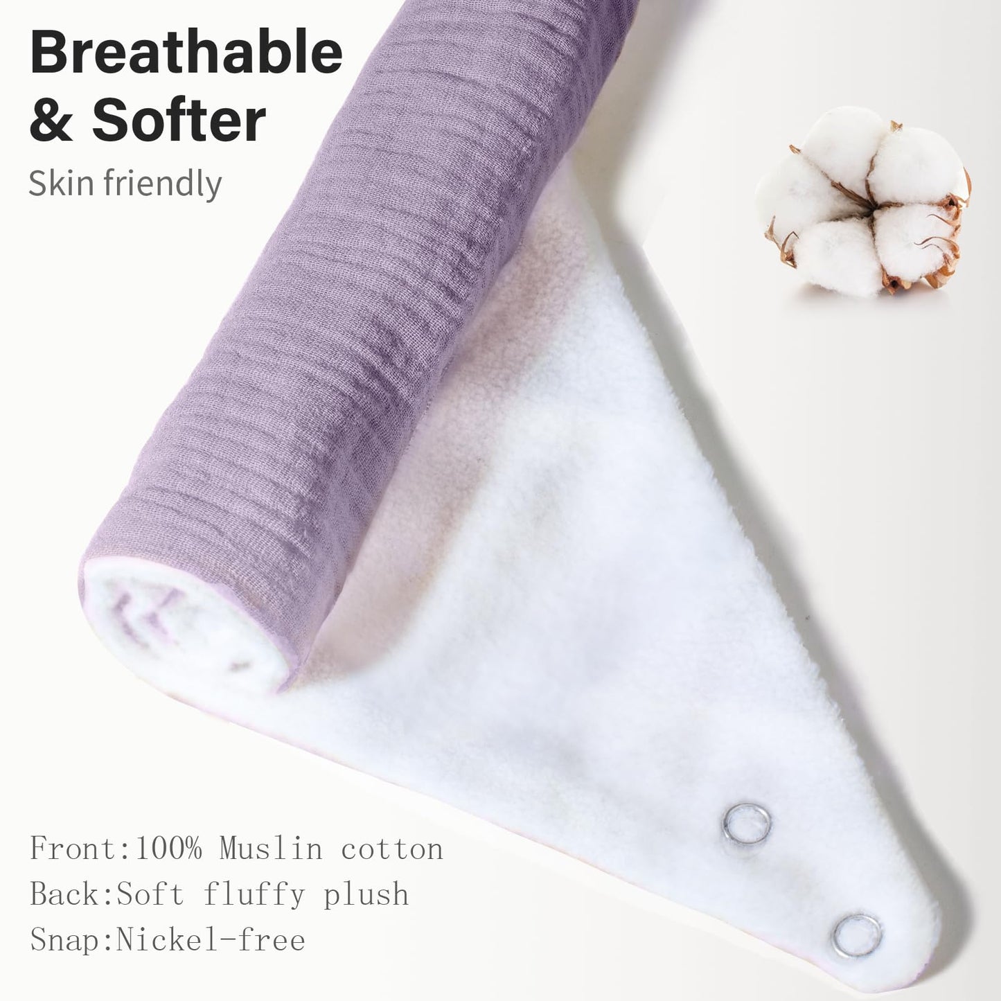 NISXABEBE Musselin-Baby-Lätzchen, 6er-Pack, Baby-Bandana-Spucktücher aus 100 % Baumwolle für Jungen und Mädchen, unifarbene Lätzchen für Spucken und Zahnen (Jungen)