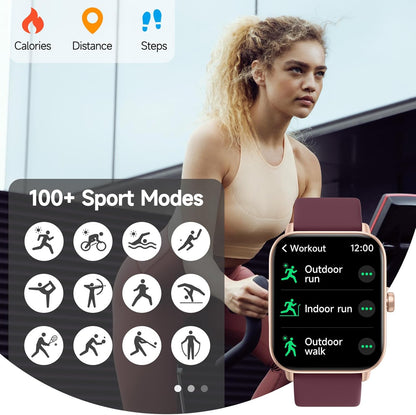Smartwatch für Herren Damen (Anrufe entgegennehmen/tätigen), Alexa-Smartwatch kompatibel mit Android iOS, Fitness-Tracker mit Herzfrequenz-SpO2-Schlafmonitor, 1,8 Zoll HD DIY Zifferblatt Wasserdichte Uhr mit Bluetooth-Anruffunktion