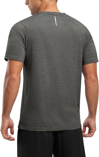 Rdruko Herren Kurzarm Trainingsshirts – Trockene Passform – Feuchtigkeitstransportierend – Für Laufen, Fitnessstudio, aktiven Sport
