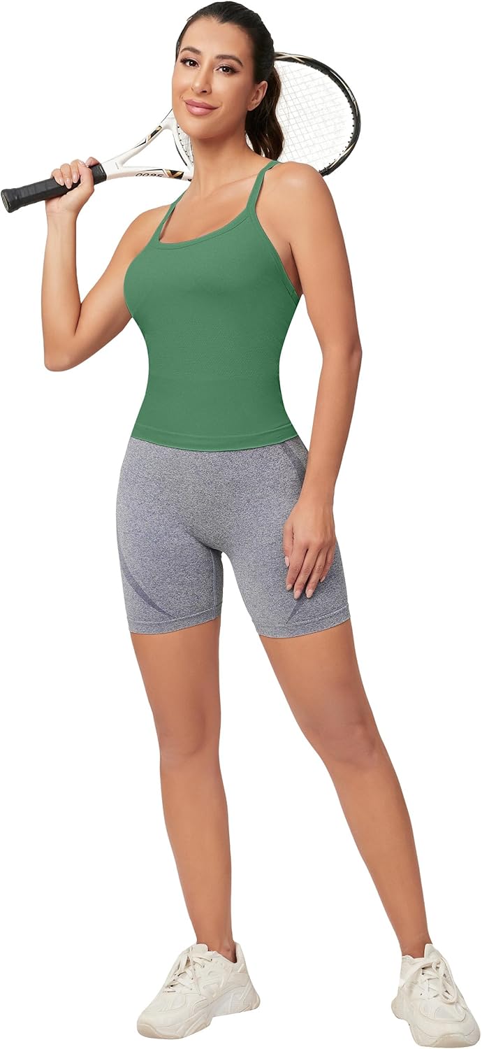 MathCat Workout Tank Tops für Damen mit integriertem BH, ärmellose Gym Tops Nahtlose Racerback Athletic Yoga Shirts