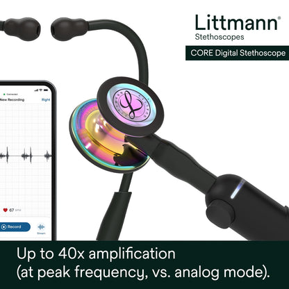 3M Littmann CORE Digital Stethoscope, Our Most Advanced Stethoscope Yet, Up To 40x Amplification, Active Noise Cancellation, In-App Sound Wave Visualization, High Polish Copper Chestpiece, 8870