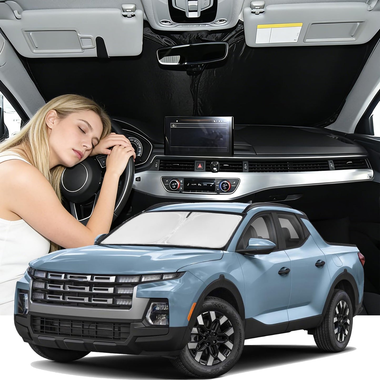 for Toyota Tacoma 2016-2023 2024 2025 2026 Sun Shade Sunshade Windshield Cover - 4 Layers Front Window Shade Custom Fit Tacoma 2Dr 4Dr Pickup Sun Visor 240T Shade Blocks UV Rays Car Accessories