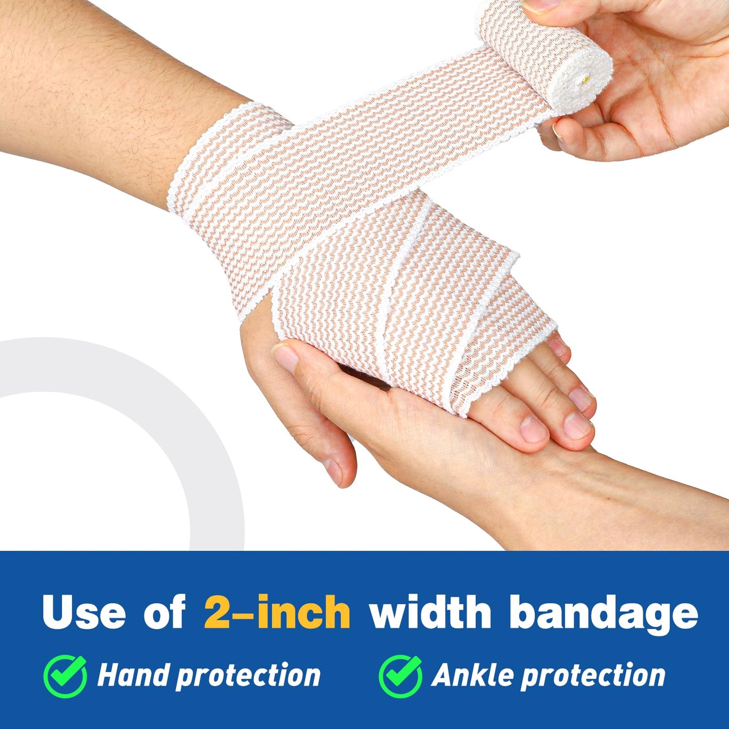 AZEN Premium 8 Pack Elastic Bandage Wrap (2x2", 2x3", 2x4", 2x6"), Compression Wrap Bandage for Legs, Ankle, Knee, Tummy, Body, Latex-Free, Lymphedema Wraps for Legs