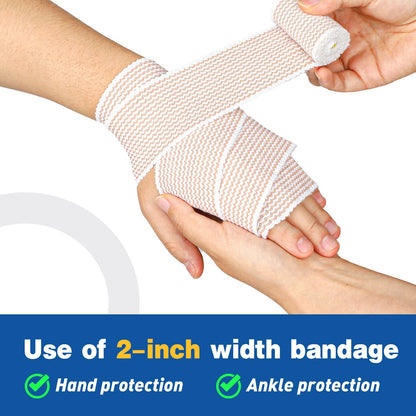 AZEN Premium 8 Pack Elastic Bandage Wrap (2x2", 2x3", 2x4", 2x6"), Compression Wrap Bandage for Legs, Ankle, Knee, Tummy, Body, Latex-Free, Lymphedema Wraps for Legs